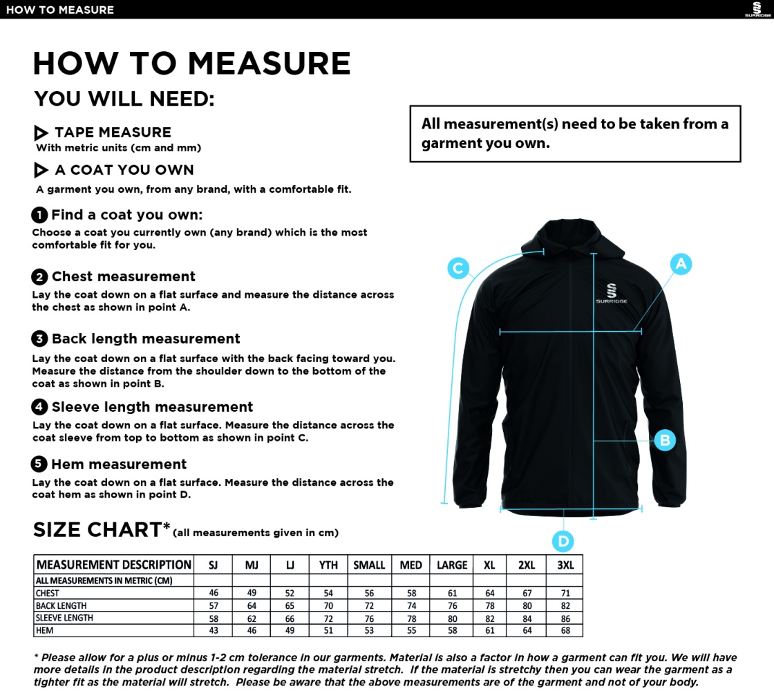 HADFIELD CC Dual Elite 1/4 Zip Hoody / Rain Jacket : Navy - Size Guide